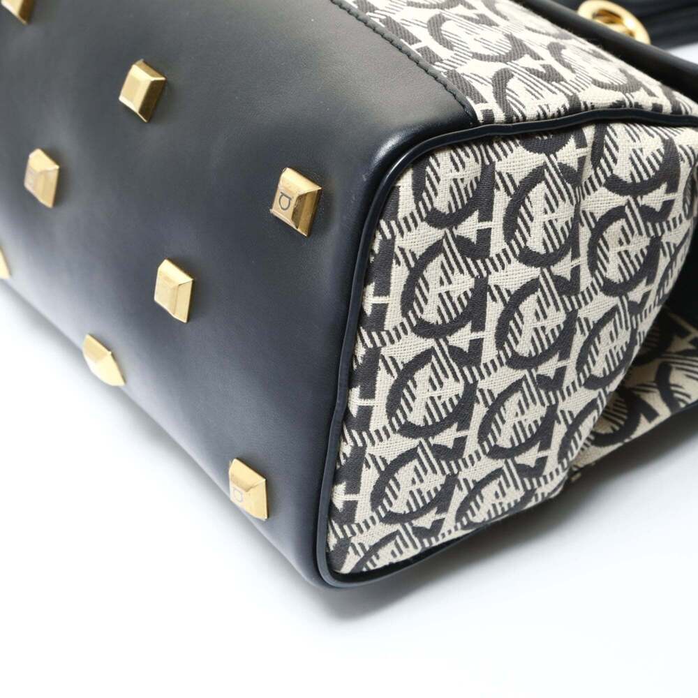 Salvatore Ferragamo Gancini canvas handbag in black - Picture 6 of 13